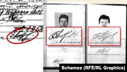 Підписи Богдана Львова у заяві на отримання російського паспорта та в українському паспорті